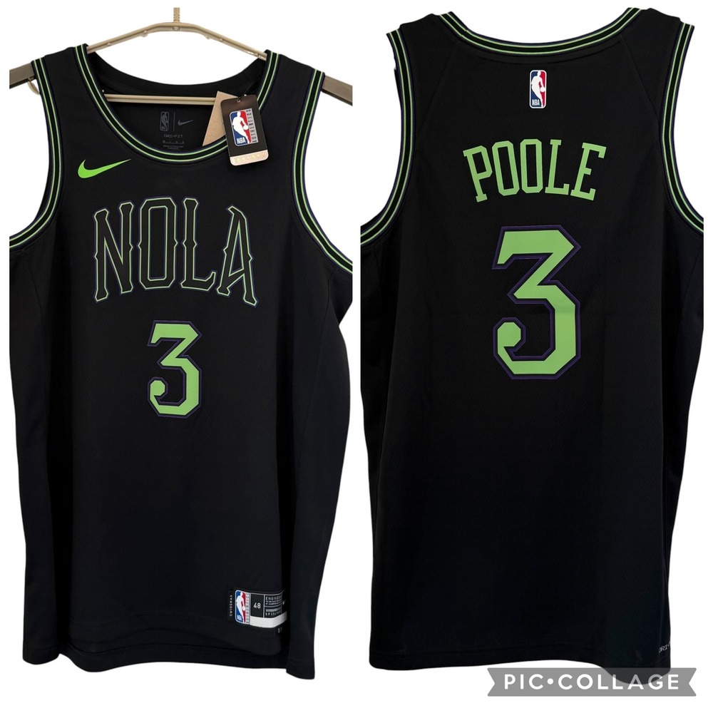 Nike New Orleans Pelicans Jordan Poole City Edition Jersey Black Large 48 NEW